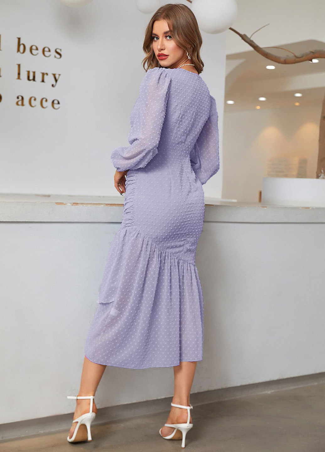 Бузкова вечірня сукня SHEIN однотонна