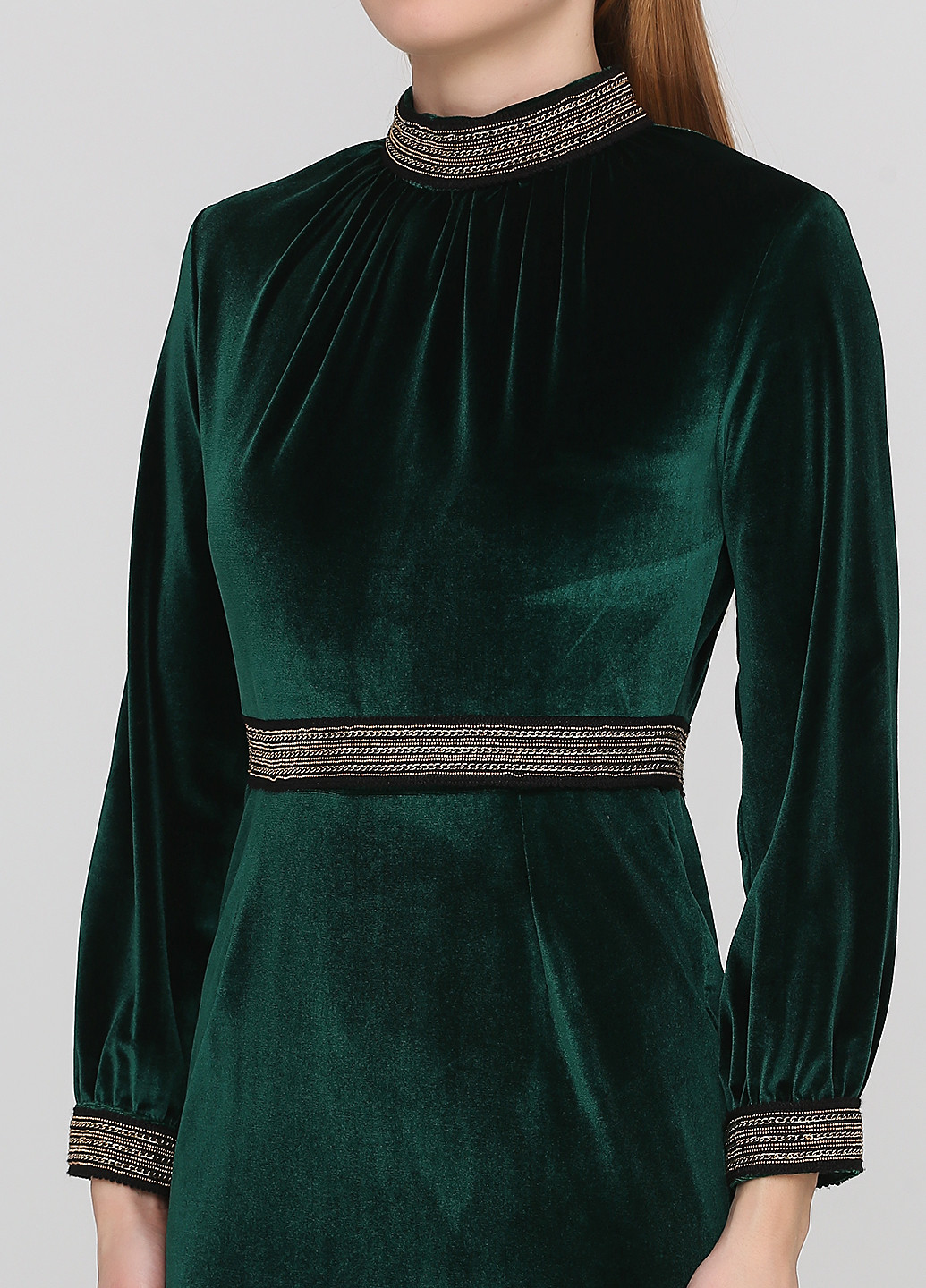 Темно-зеленое кэжуал платье годе di classe однотонное