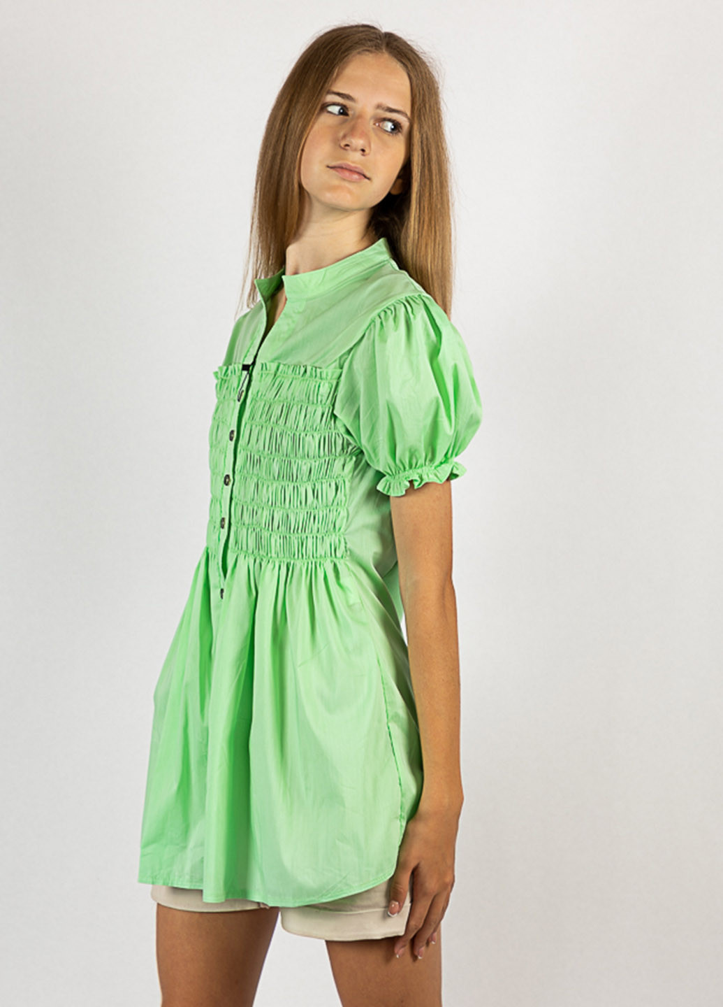 Салатовая кэжуал рубашка однотонная Time of Style