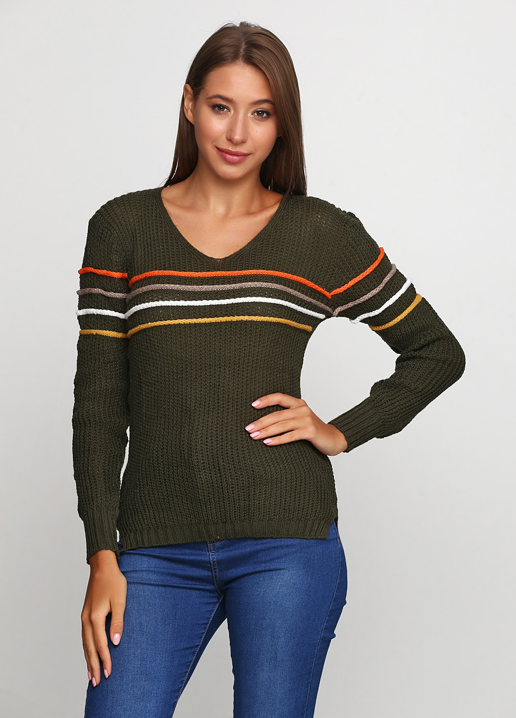 Оливковий (хакі) демісезонний пуловер пуловер Massimo