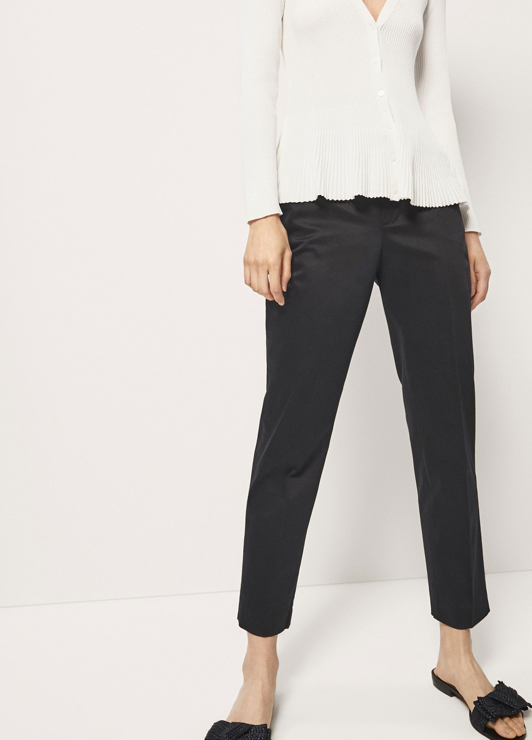 Черные кэжуал демисезонные прямые брюки Massimo Dutti