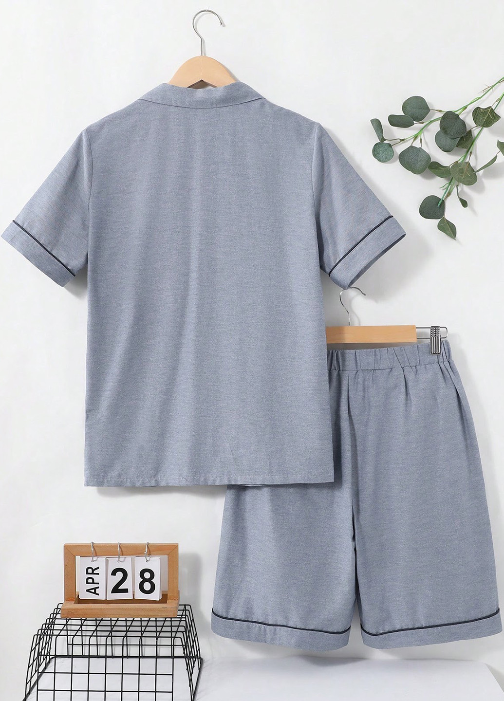 Сіра всесезон піжама (сорочка, шорти) сорочка + шорти SHEIN