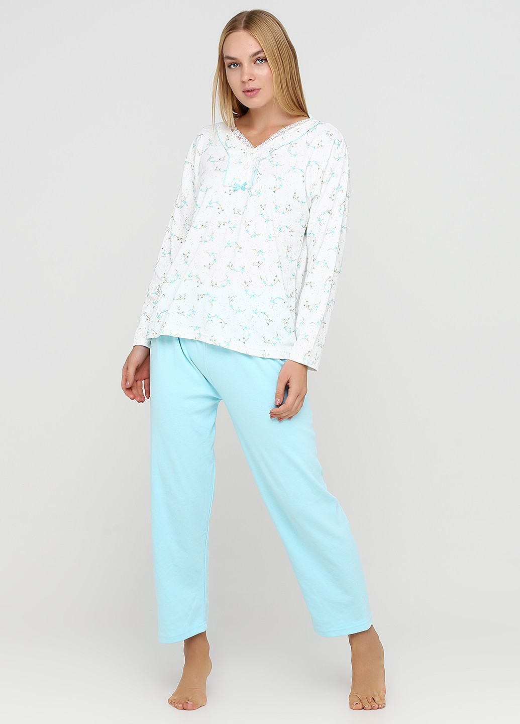 М'ятна зимня комплект щільний трикотаж (світшот, штани) Glisa Pijama