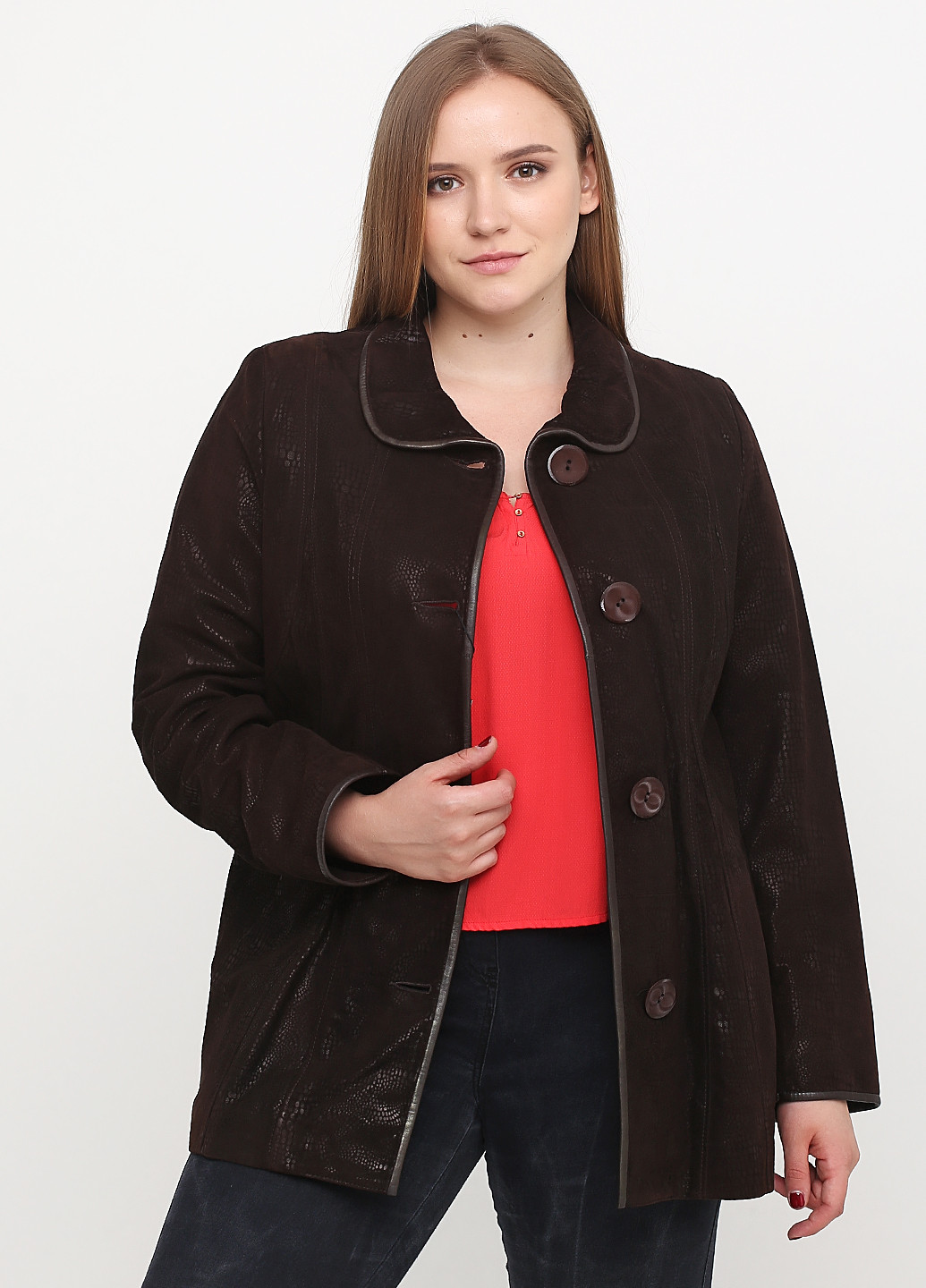Темно-коричневая демисезонная куртка замшевая Dellatore