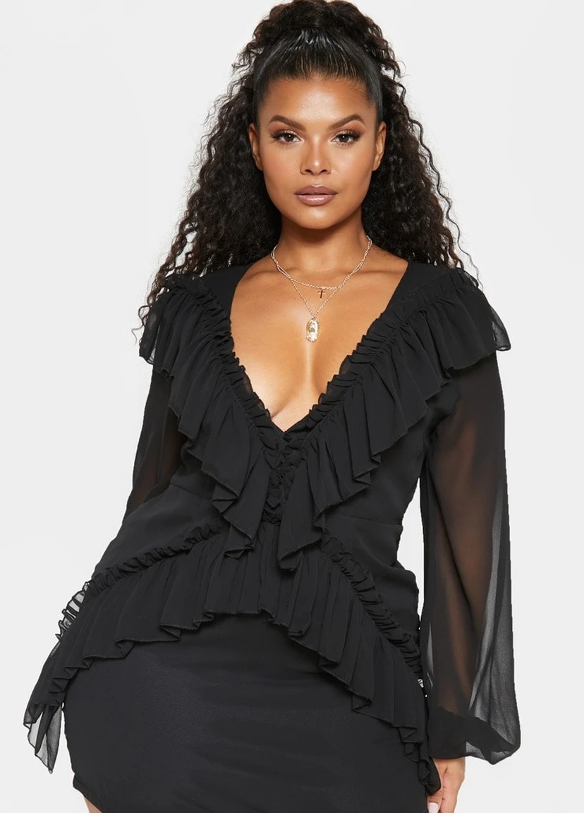 Черное кэжуал платье PrettyLittleThing однотонное