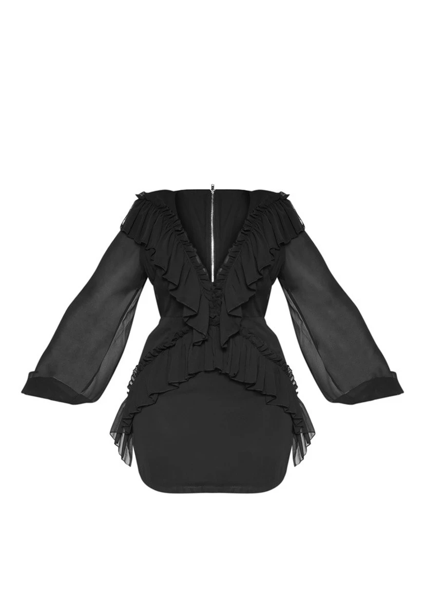Черное кэжуал платье PrettyLittleThing однотонное