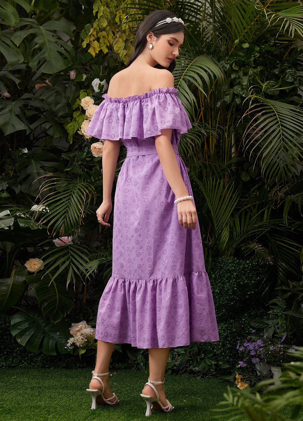 Фиолетовое кэжуал платье а-силуэт SHEIN однотонное