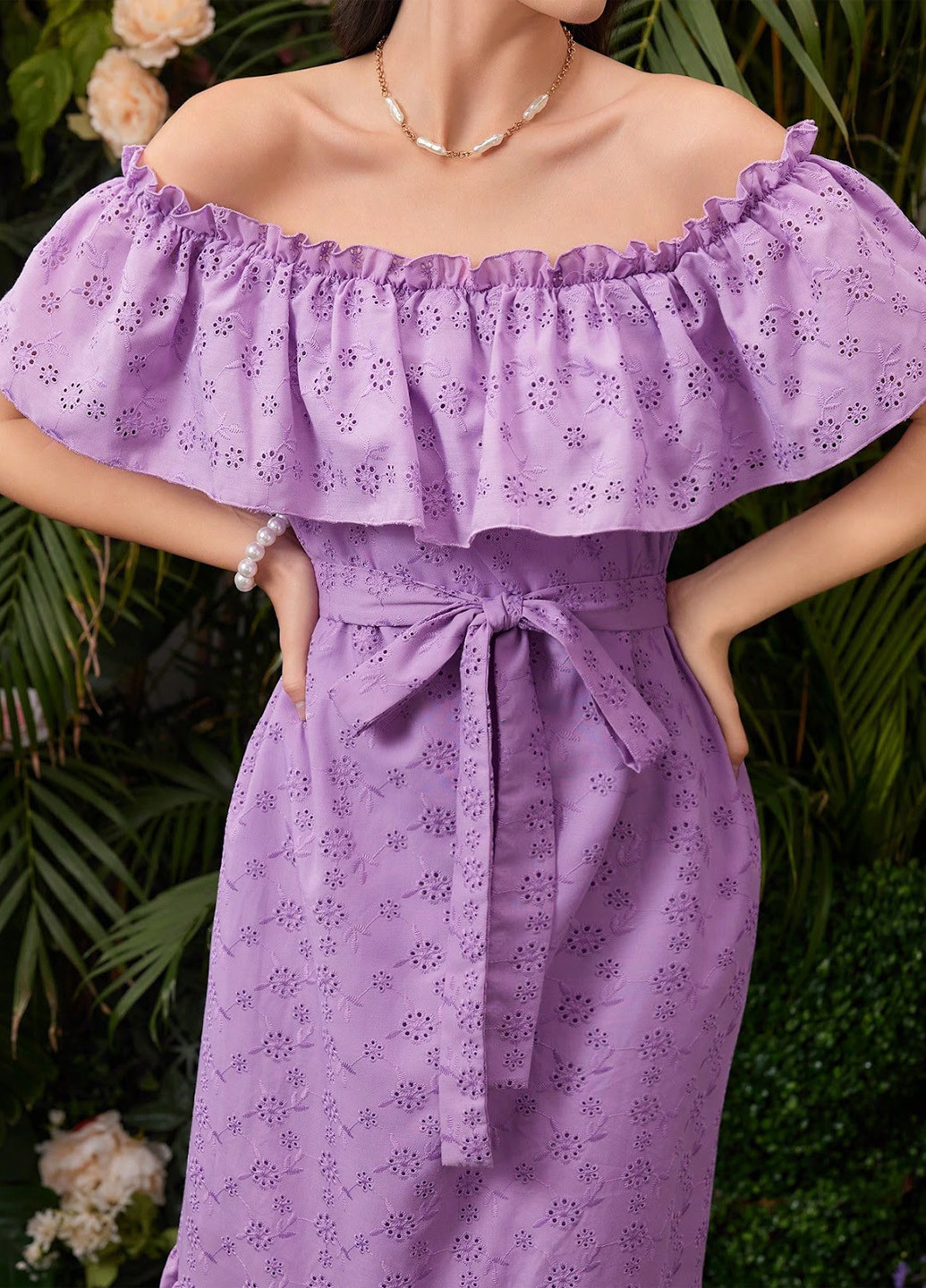 Фиолетовое кэжуал платье а-силуэт SHEIN однотонное