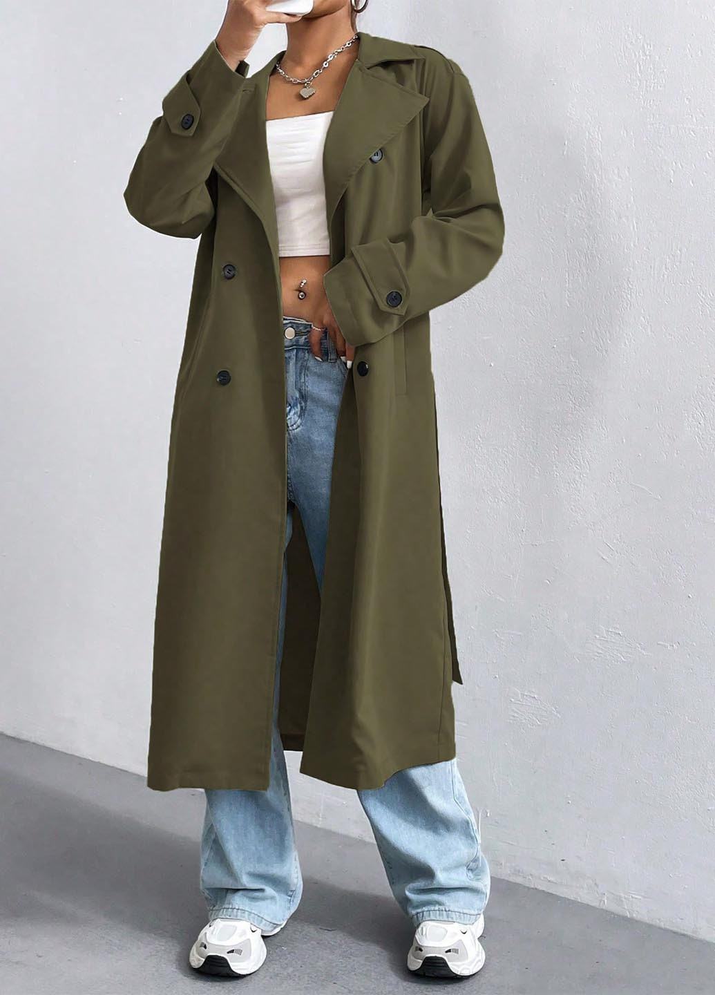 Плащ SHEIN тренчкот на пуговицах демисезон (366071439)