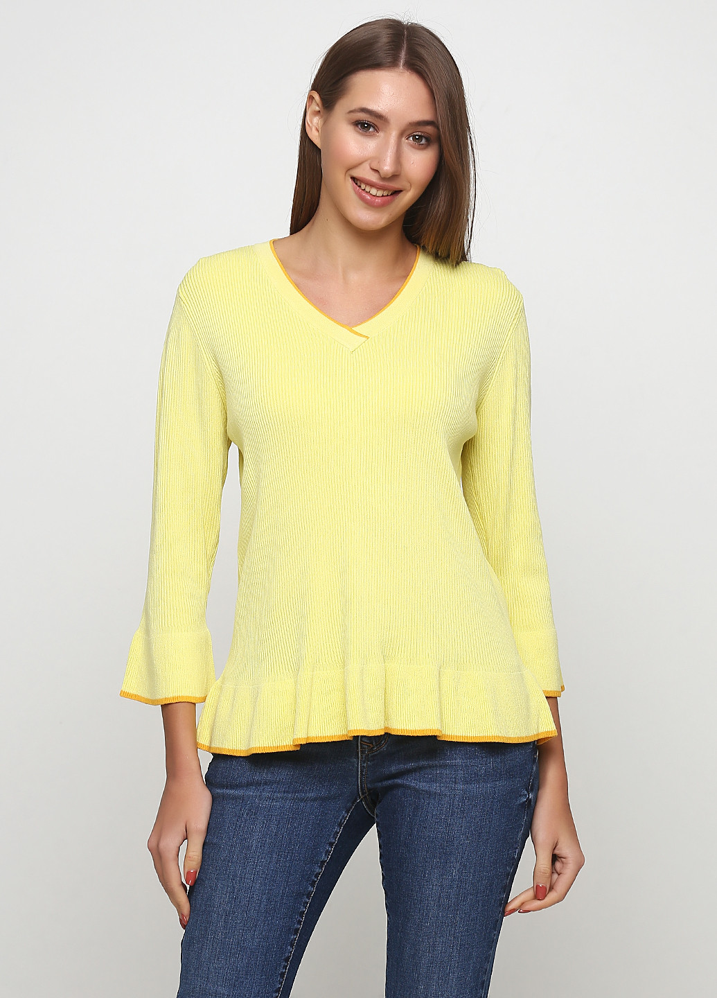 Желтый демисезонный пуловер пуловер Friendtex