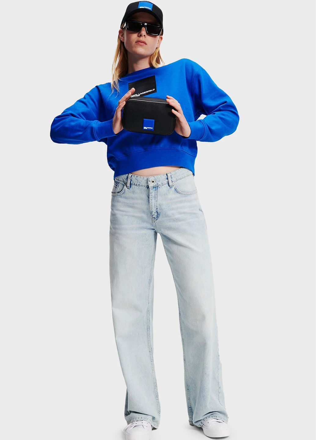 Синій світшот Karl Lagerfeld Jeans логотип без декору (315851773)