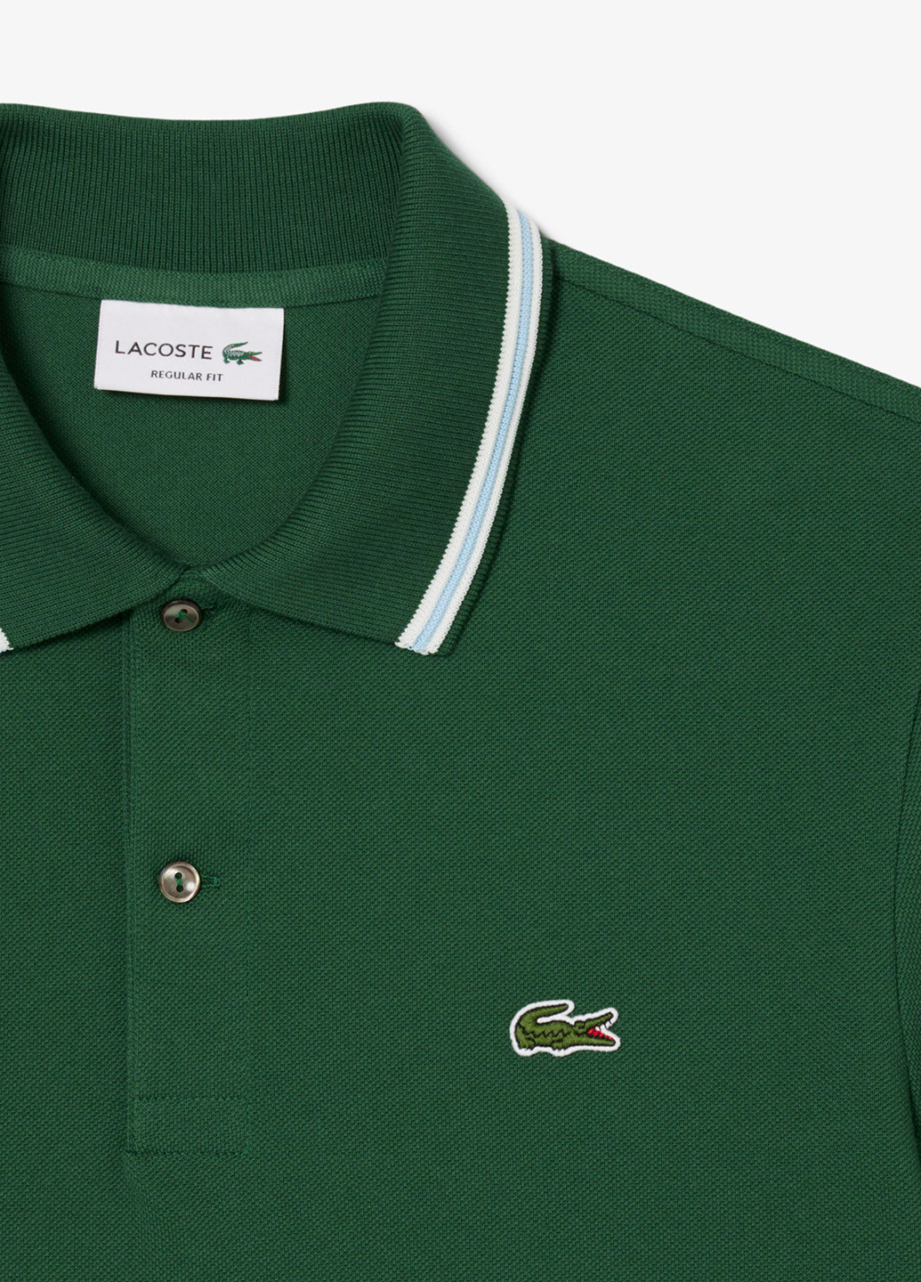 Темно-зеленая футболка-поло для мужчин Lacoste однотонная