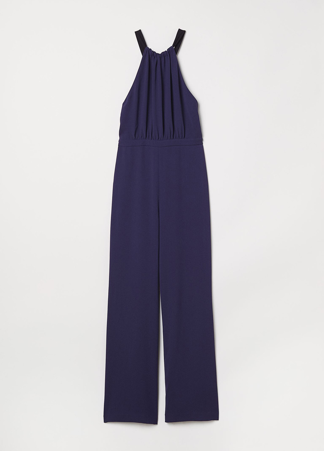 Комбинезон H&M комбинезон-брюки однотонный тёмно-синий кэжуал креп, полиэстер
