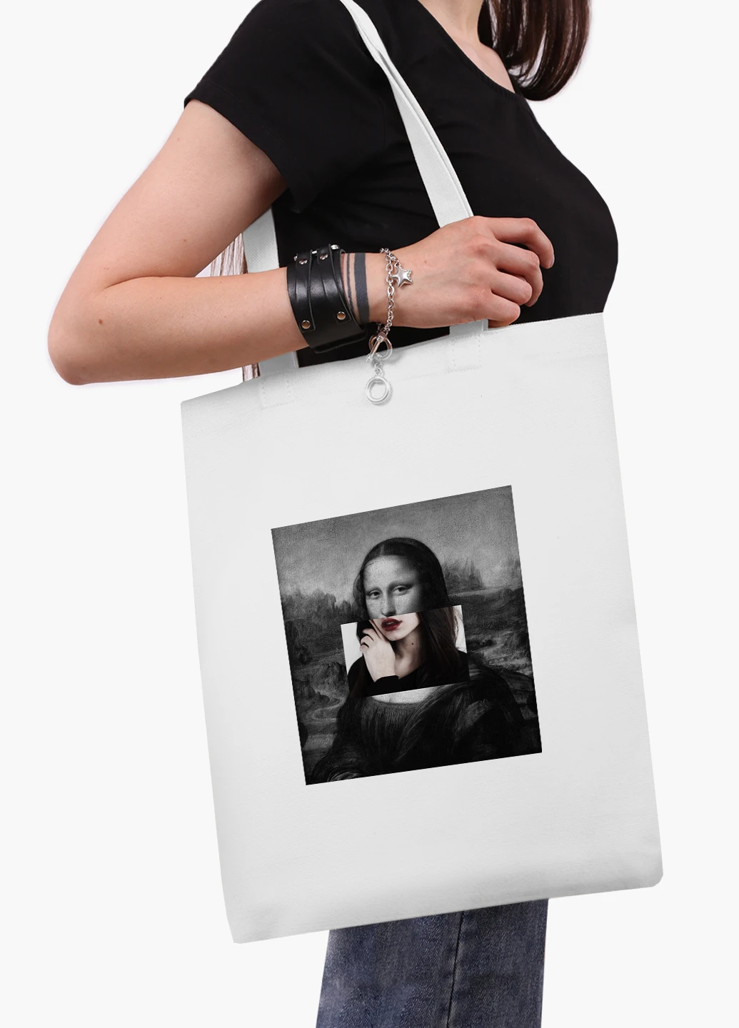 Еко сумка шоппер біла Ренесанс Мона Ліза "Джоконда» (Mona Lisa La Gioconda) (9227-1202-WT2) Еко сумка шоппер біла 41*35 см MobiPrint (219124379)