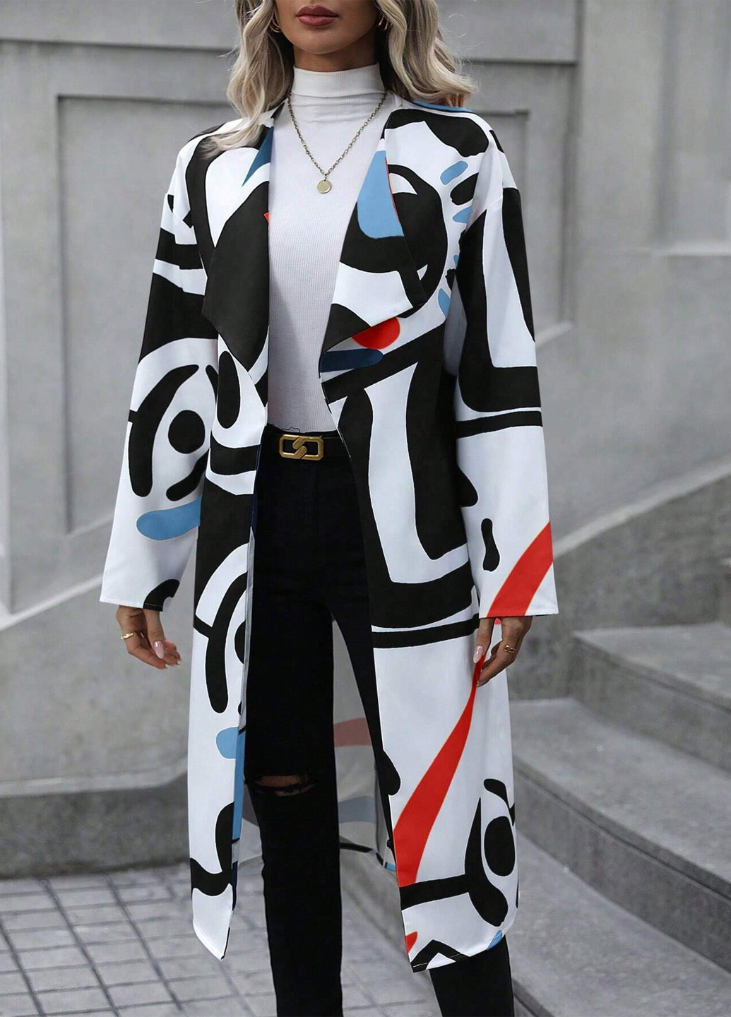 Комбинированное демисезонное Пальто SHEIN