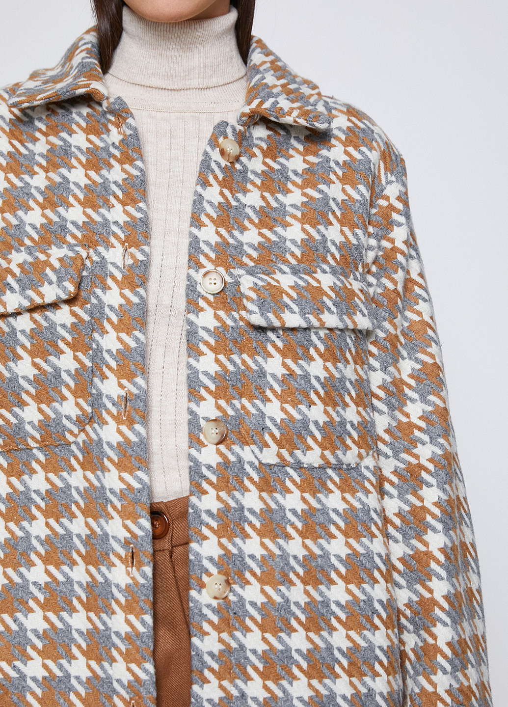 Куртка-рубашка KOTON гусиная лапка комбинированная кэжуал