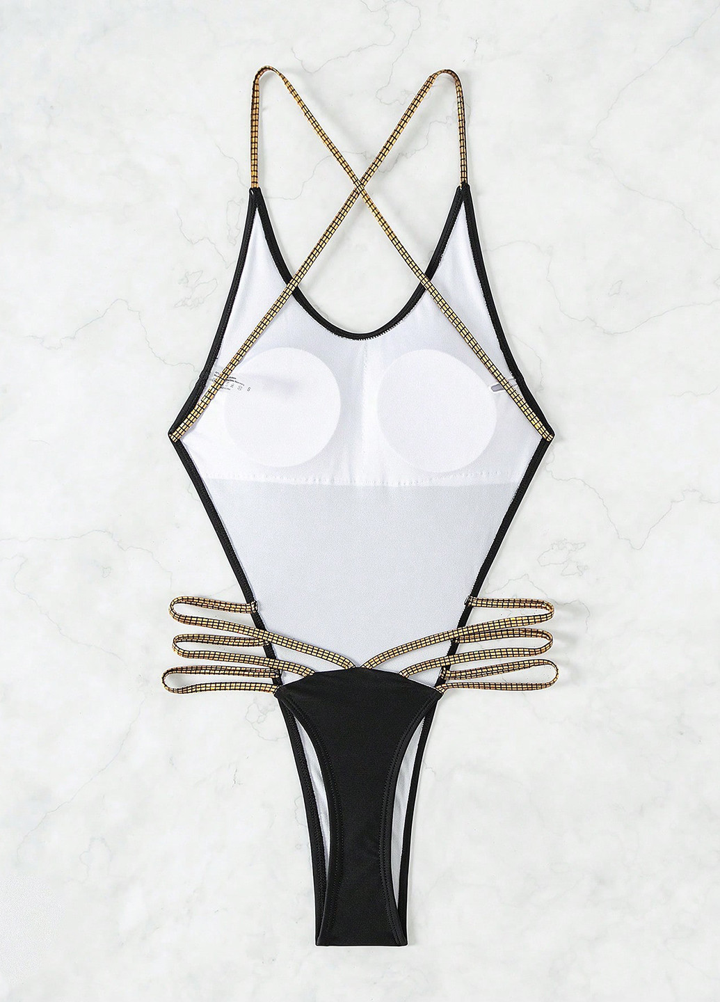 Черный летний купальник слитный SHEIN