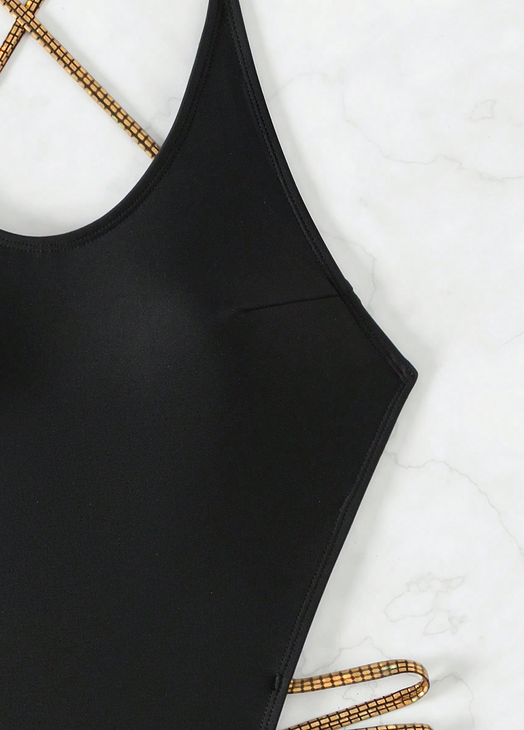 Черный летний купальник слитный SHEIN