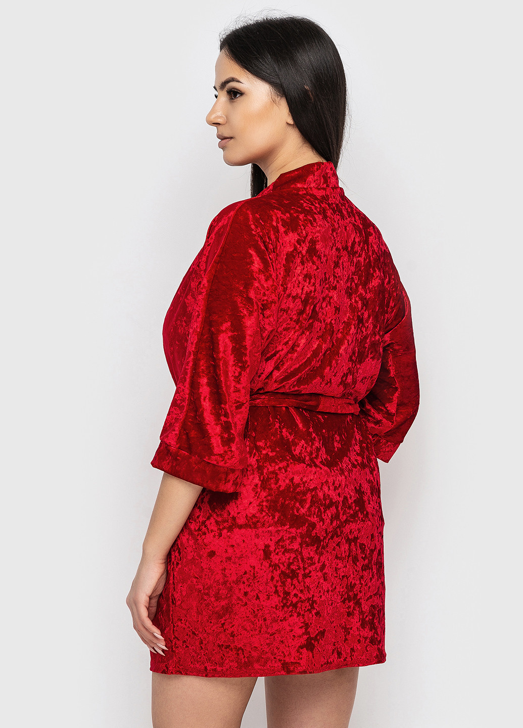 Червоний демісезонний комплект (топ, шорти, халат) Ghazel
