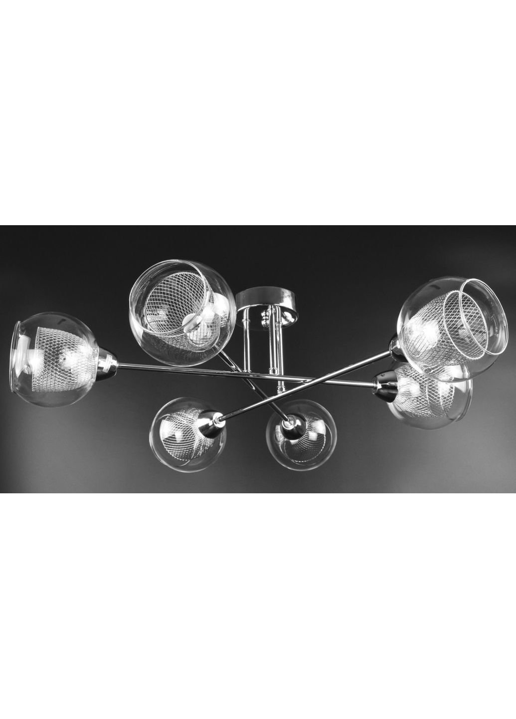 Люстра стельова на 6 лампочок 1718/6 Хром 22х66х66 см. Sunnysky (253630798)