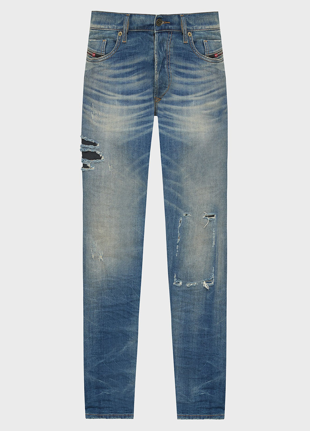 Темно-голубые демисезонные зауженные джинсы Diesel