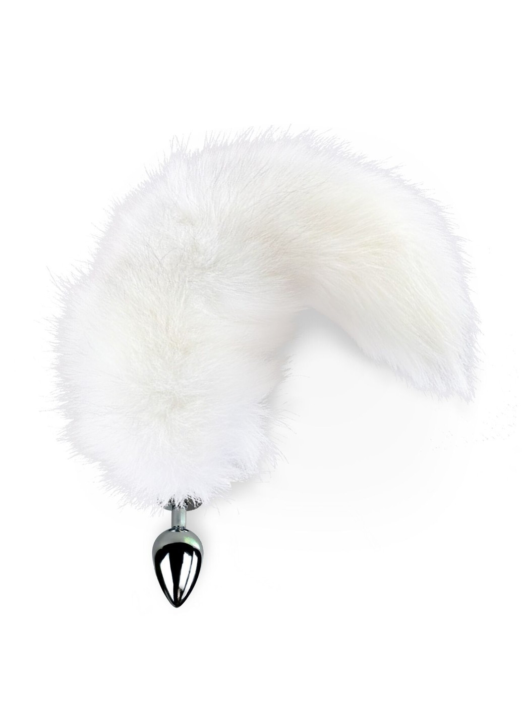 Металлическая анальная пробка с хвостом из натурального меха size M White fox Art of Sex (254953737)