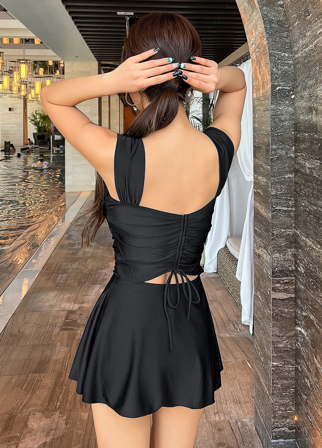 Чорний літній купальник (сукня, трусики) купальник-сукня SHEIN