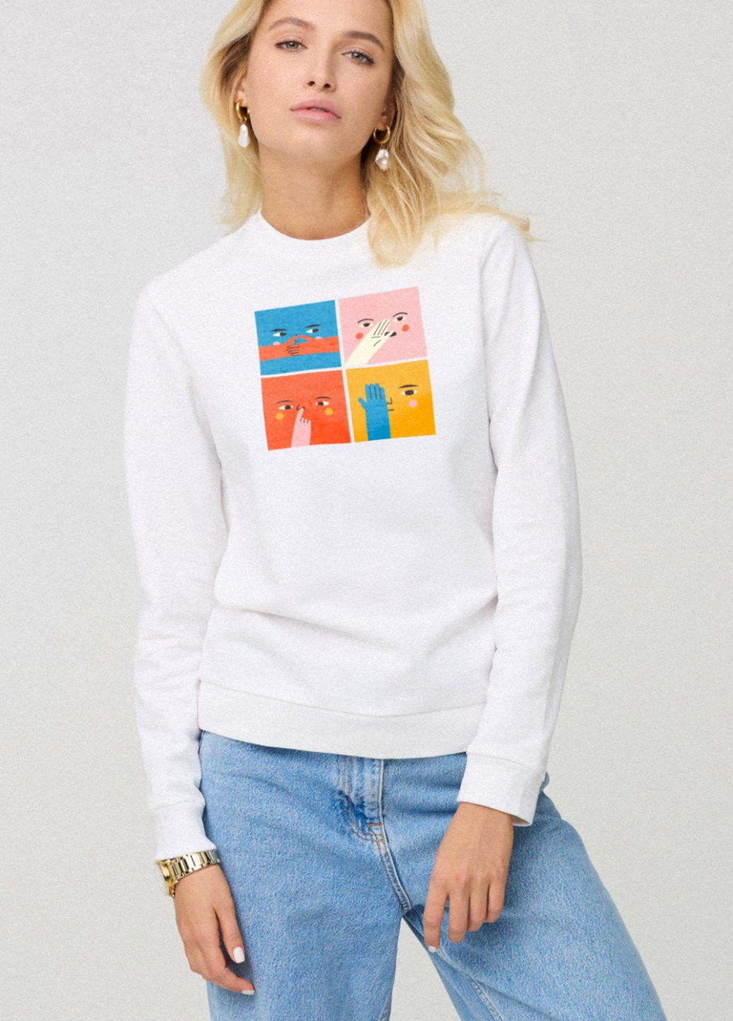 Белый світшот жіночій basic /no flis/ YAPPI (254658647)