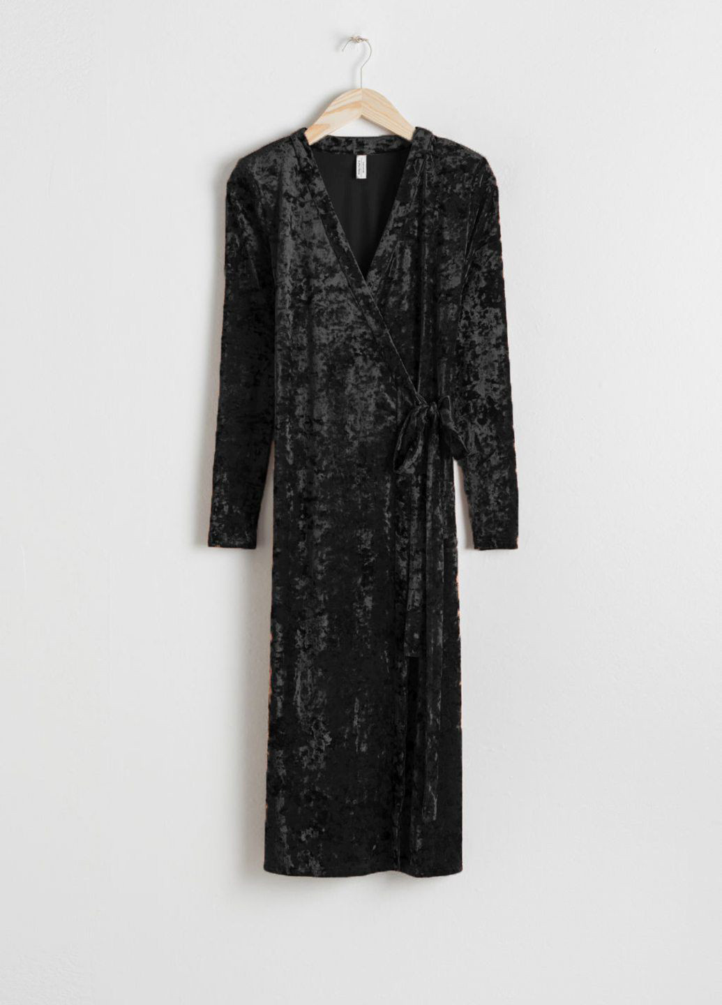 Черное кэжуал платье на запах, клеш H&M однотонное