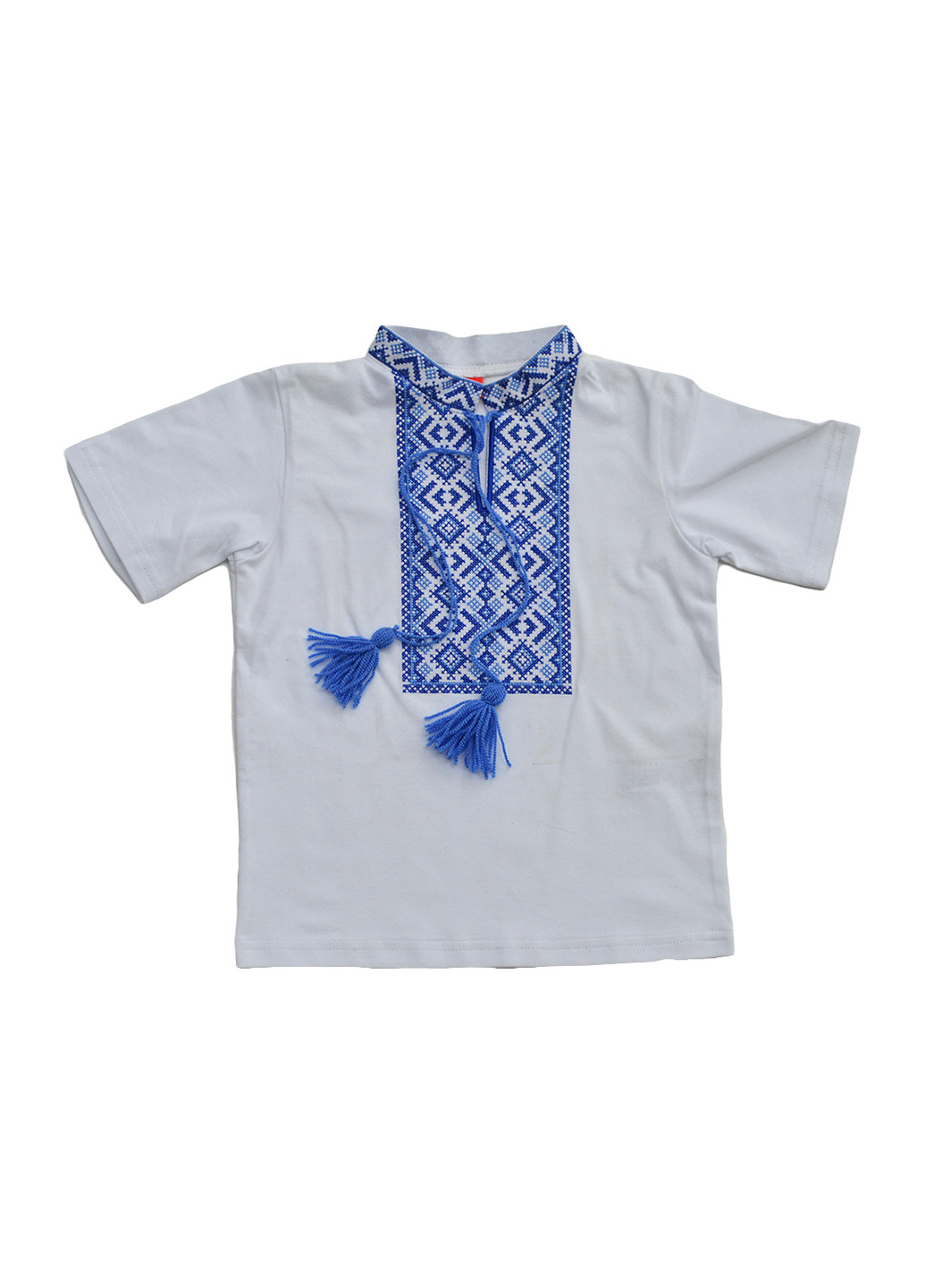 Белая кэжуал рубашка с орнаментом Piccolo L с коротким рукавом