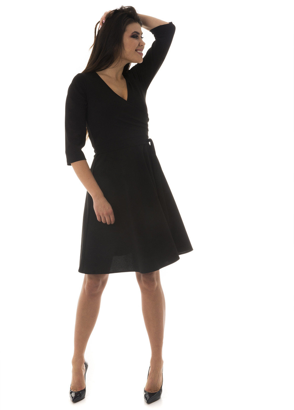 Черное кэжуал платье клеш Luniani однотонное