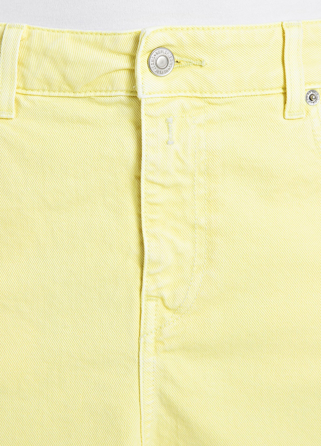 Желтая кэжуал, джинсовая однотонная юбка Replay а-силуэта (трапеция)