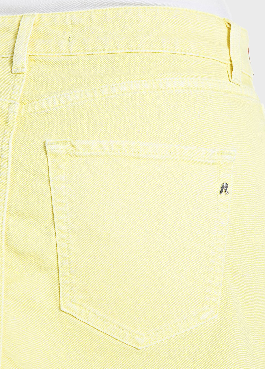 Желтая кэжуал, джинсовая однотонная юбка Replay а-силуэта (трапеция)