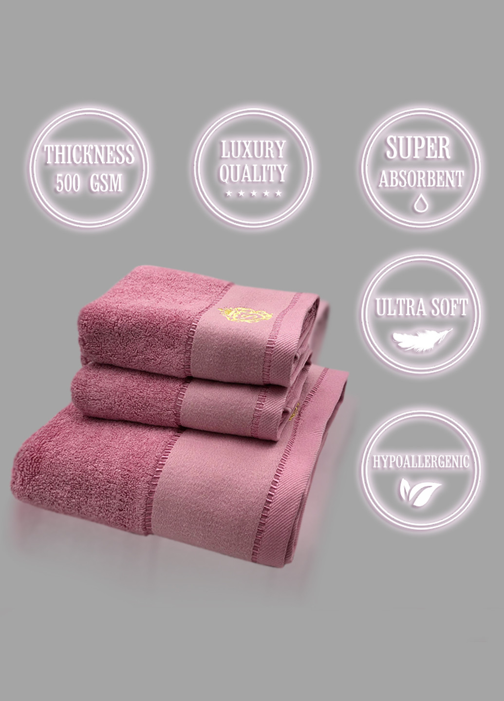 Lovely Svi набор полотенец hotel & spa - комплект банных полотенец : 1 шт-70 на 140 см, 2 шт-34 на 72 см розовый однотонный розовый производство - Китай