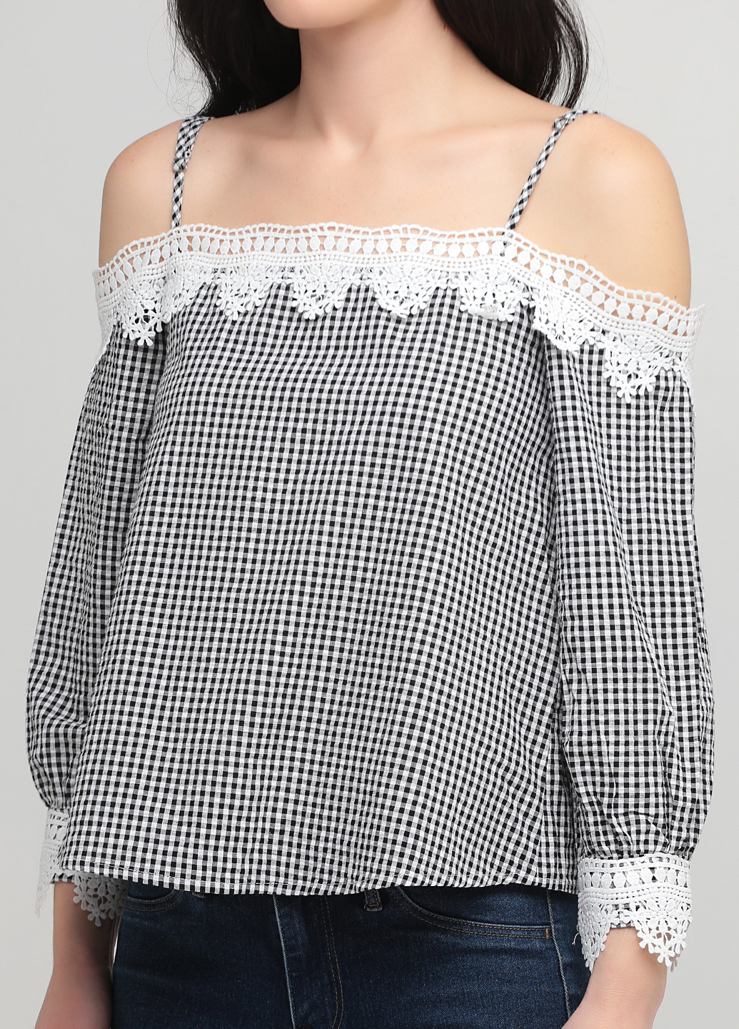 Черно-белая летняя блуза Mint & Berry