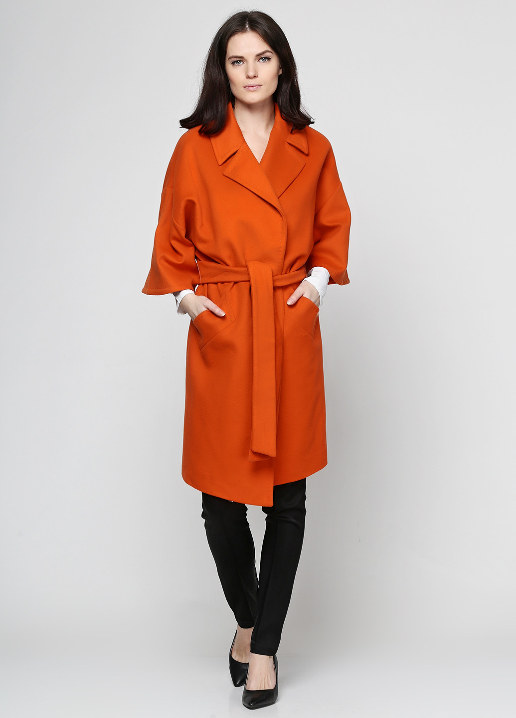 Оранжевое демисезонное Пальто без капюшона Sassofono