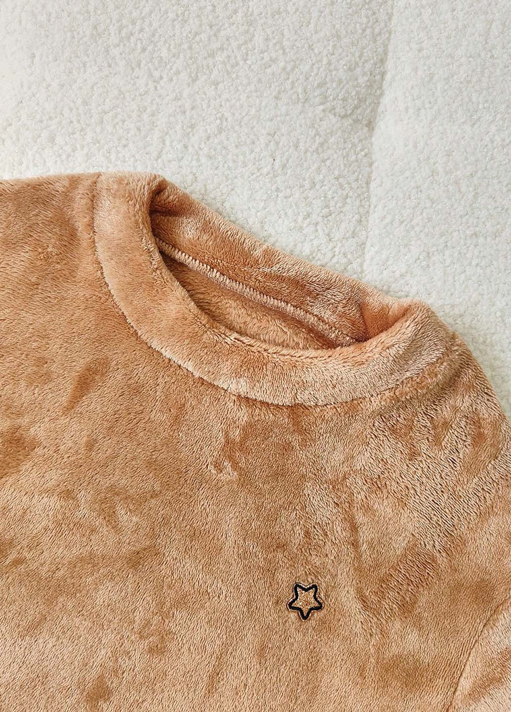 Коричневая зимняя пижама (свитшот, брюки) SHEIN