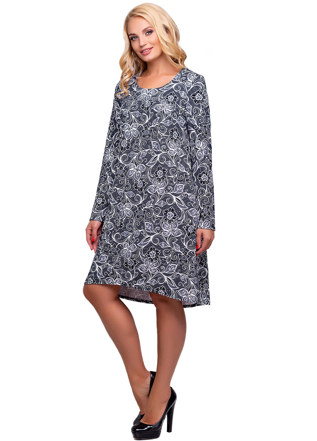 Комбинированное кэжуал платье короткое ST-Seventeen с абстрактным узором