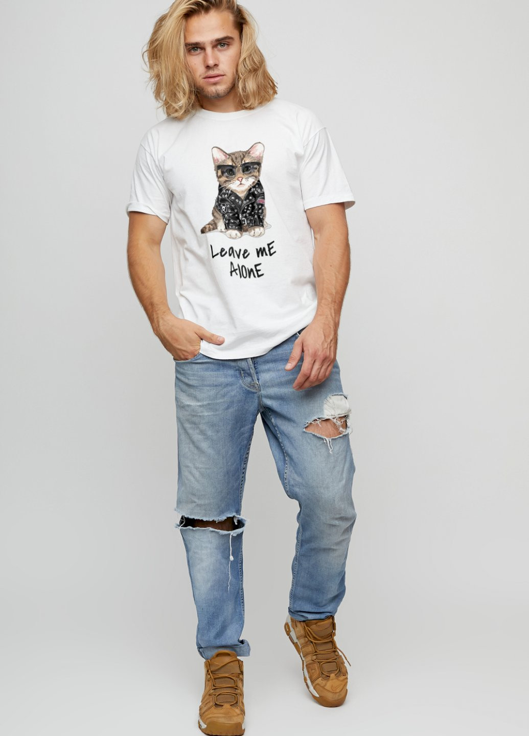 Біла футболка чоловіча basic /air print/ YAPPI