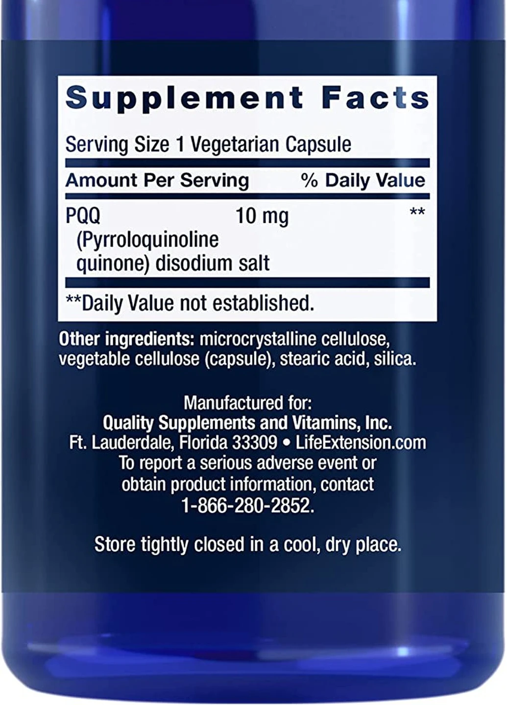 Пирролохинолинхинон PQQ (pyrroloquinoline quinone) 10 mg 30 Veggie Capsules Life Extension (254916583)