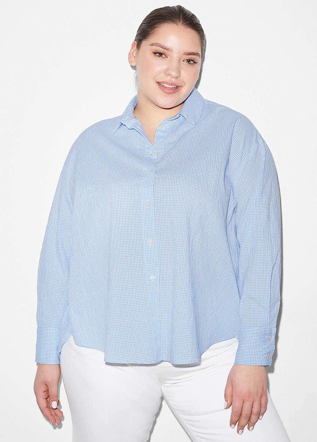 Голубой кэжуал рубашка однотонная C&A