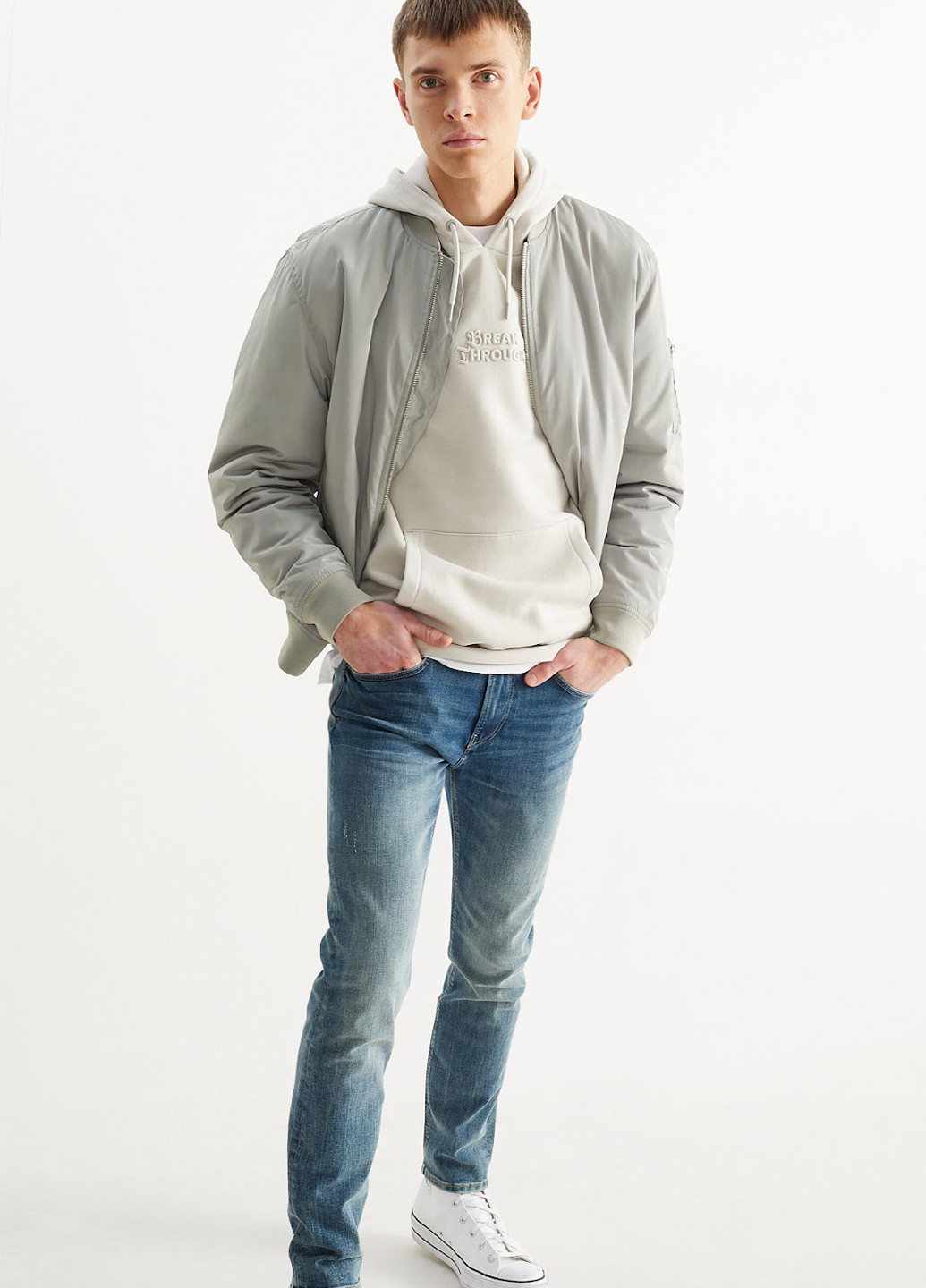 Сіро-зелена демісезонна куртка C&A