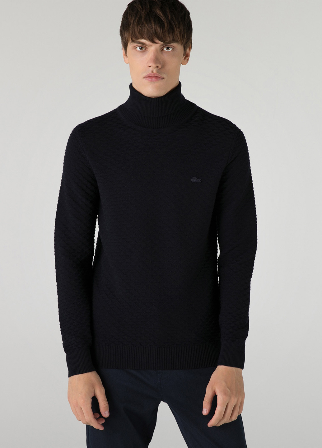 Темно-синий демисезонный свитер Lacoste