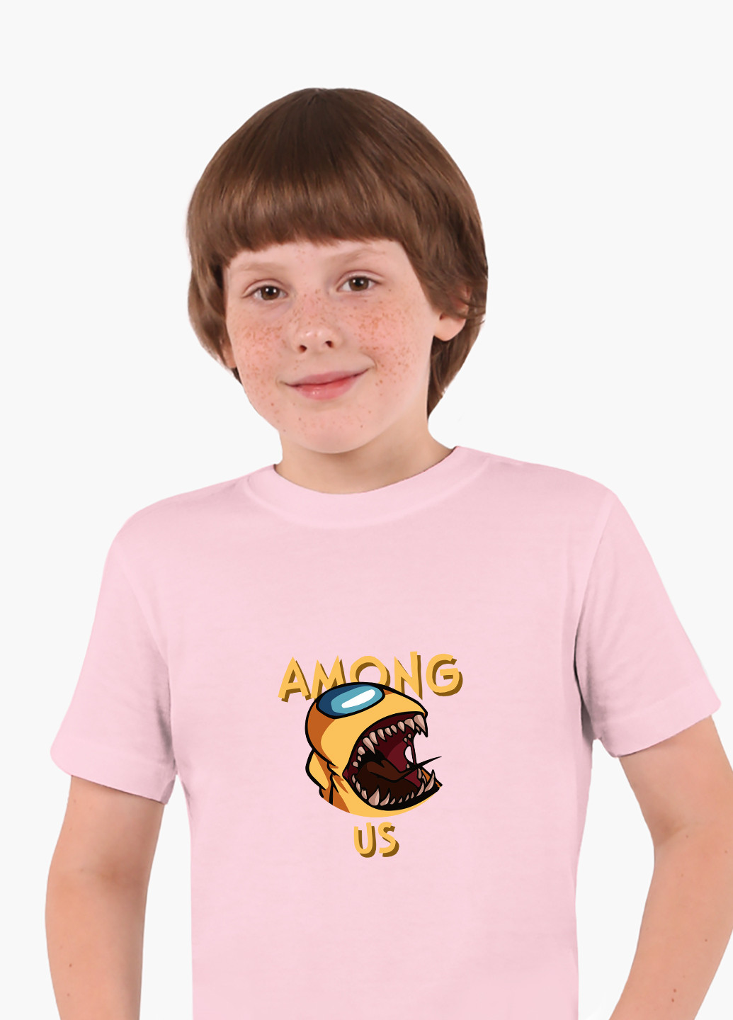 Рожева демісезонна футболка дитяча амонг ас жовтий (among us yellow) (9224-2409) MobiPrint