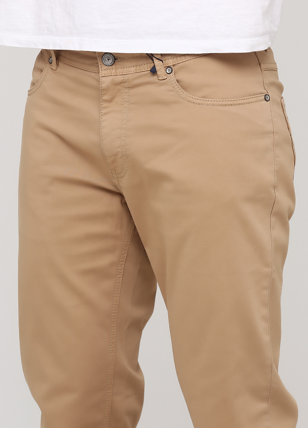 Бежевые кэжуал демисезонные зауженные брюки Casa Moda