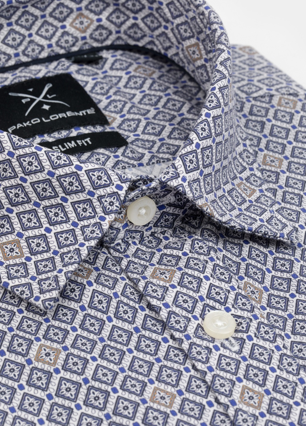 Синяя кэжуал рубашка с геометрическим узором Pako Lorente