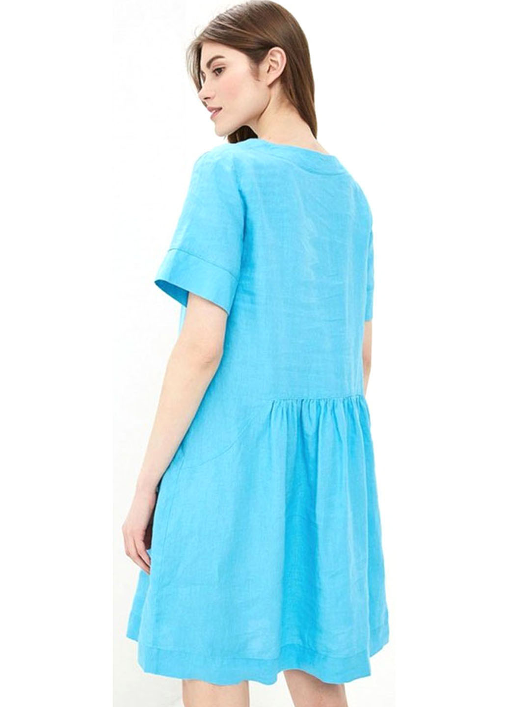 Светло-синее кэжуал платье клеш United Colors of Benetton однотонное