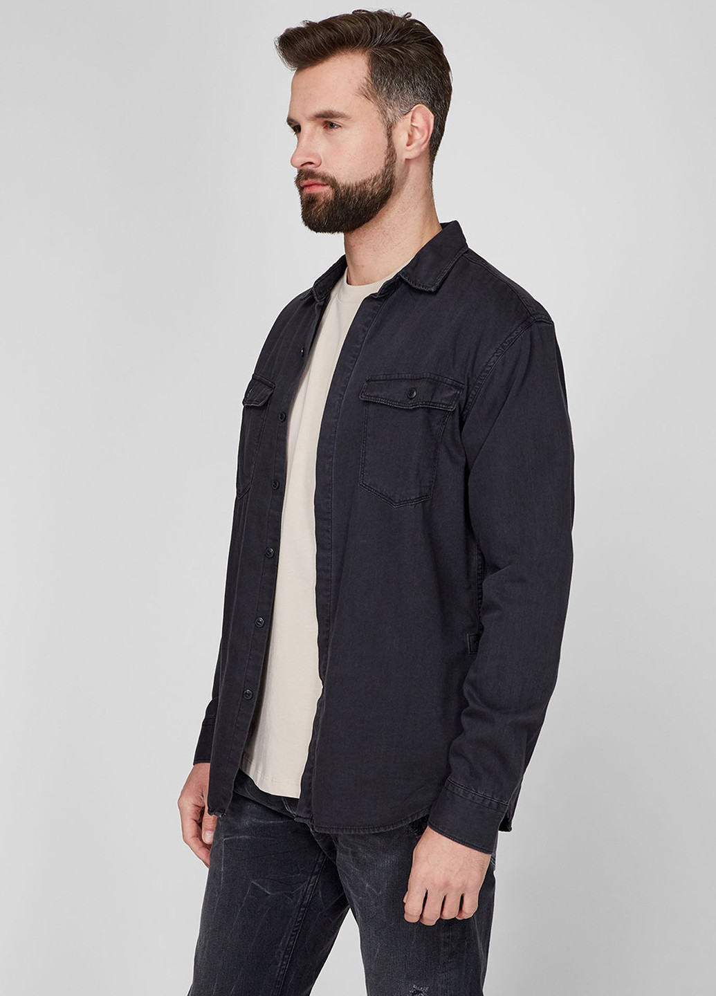 Черная кэжуал рубашка однотонная Replay