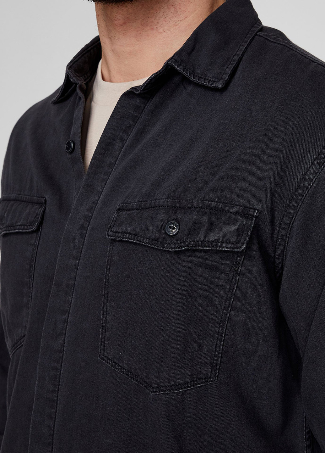 Черная кэжуал рубашка однотонная Replay