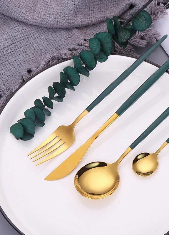 Набір столових приладів Kitchen Зелений На 6 Персон No Name (250444301)